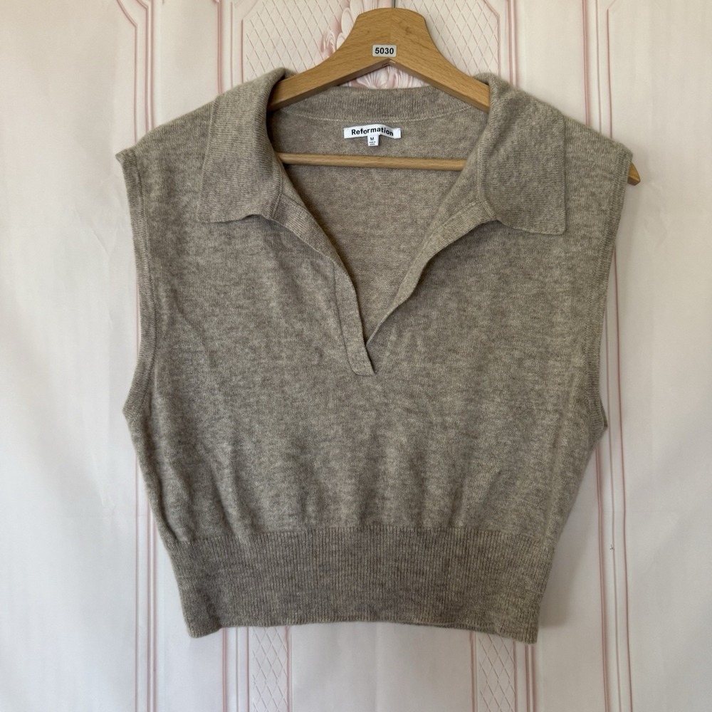 Reformation Gezhim Cashmere Collared Sweater Vest Women's Size M